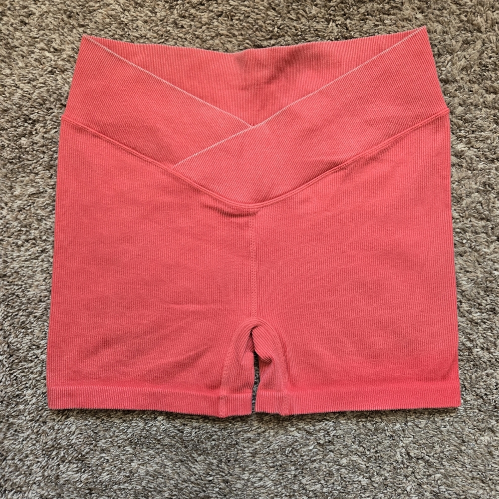 JoyLab Cross Waistband Coral Pink Summer Biker Shorts Size Large